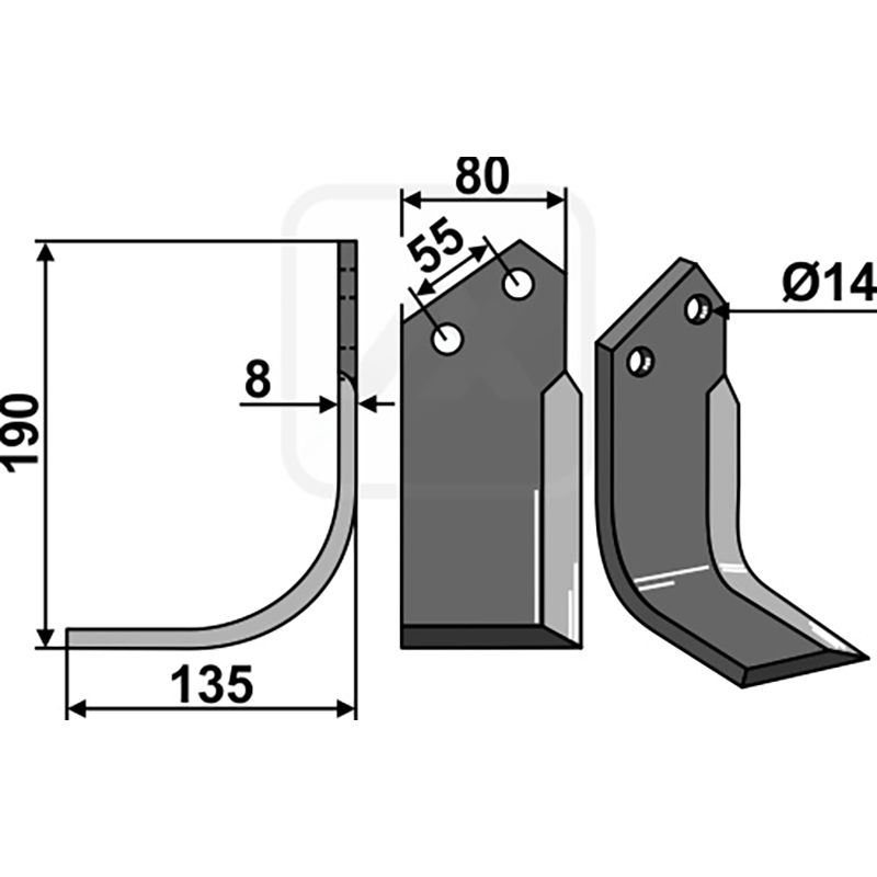 Landwirtschaft Bodenbearbeitung Grubber Schare & Leitbleche Seitenschar - links Bednar