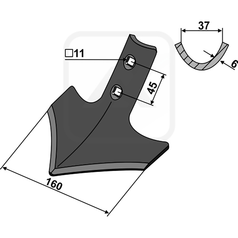 Landwirtschaft Bodenbearbeitung Grubber Schare & Leitbleche Gänsefussschar 160mm Väderstad