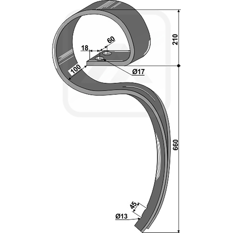 Landwirtschaft Bodenbearbeitung Grubber Schare & Leitbleche Grossfederzinken ''Cyclops'' ohne Schar 