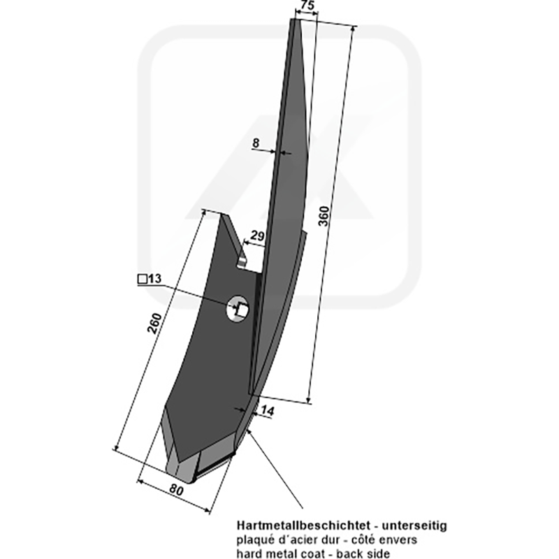 Landwirtschaft Bodenbearbeitung Grubber Schare & Leitbleche Randscharspitze - rechts Lemken