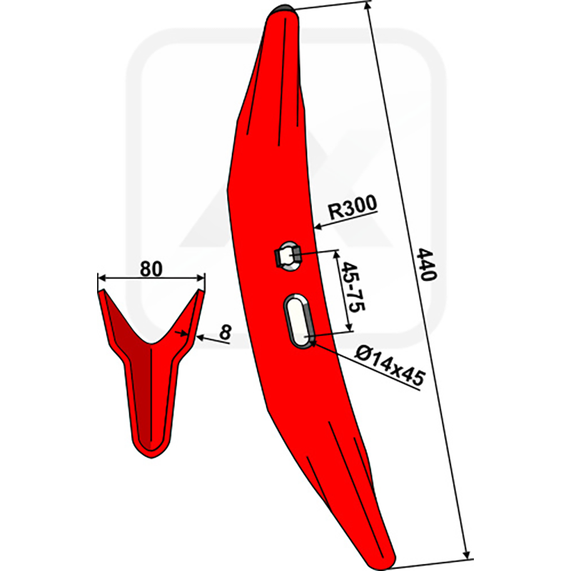 Landwirtschaft Bodenbearbeitung Grubber Schare & Leitbleche Grubberschar Melone 450mm Gard