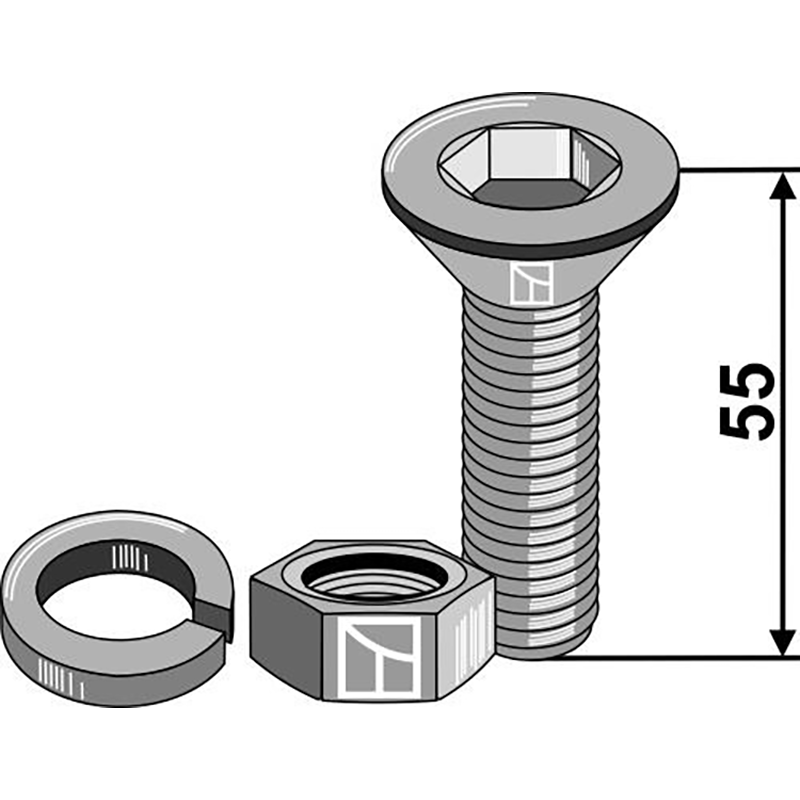 Landwirtschaft Bodenbearbeitung Grubber Schare & Leitbleche Innensechskantschraube M12x1,75