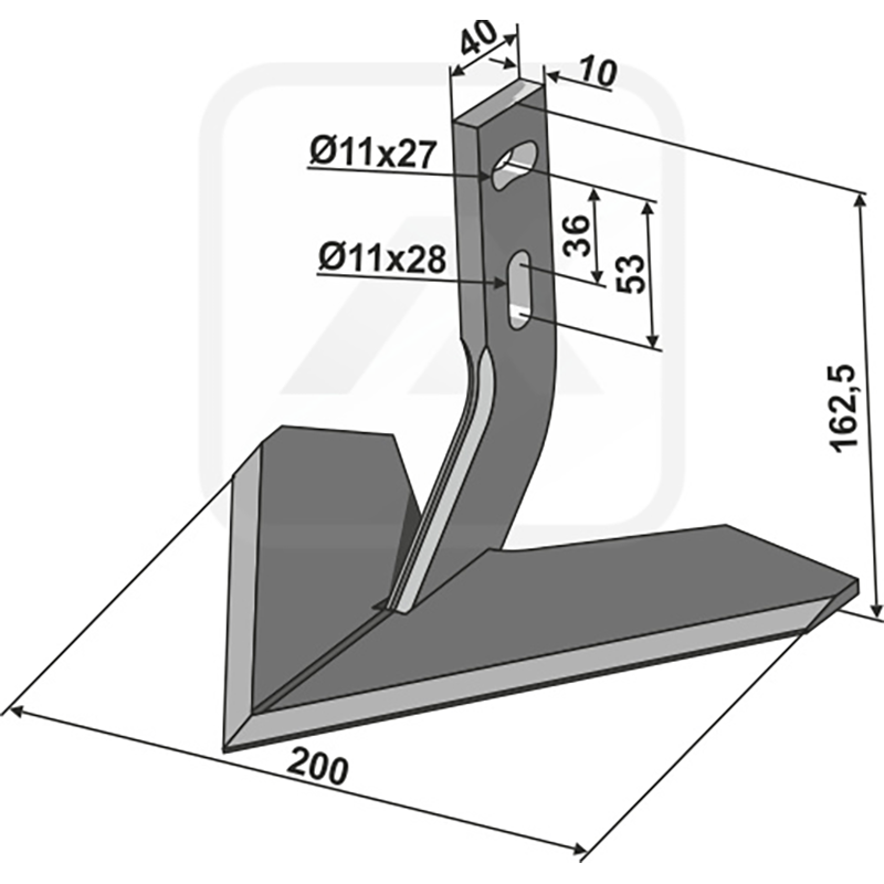 Landwirtschaft Bodenbearbeitung Grubber Schare & Leitbleche Flügelschar 200mm Monosem|Carré