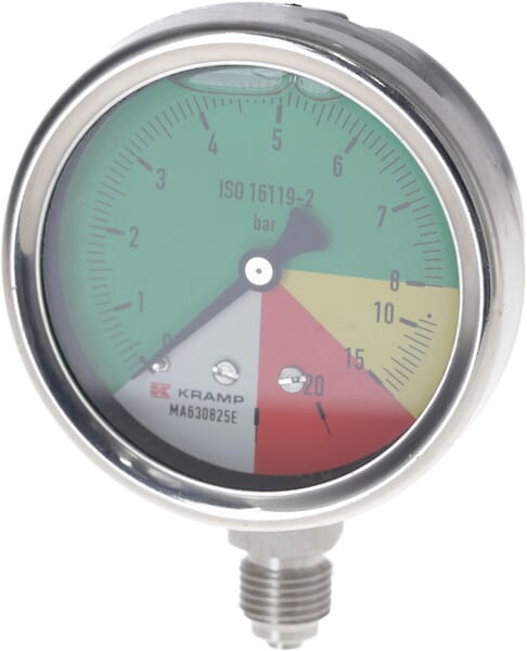 Manometer Ø63mm 0-8-15-25 1/4" BSP  Anschluss unten MA630825E