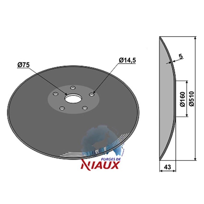 Landwirtschaft Bodenbearbeitung Scheibeneggen Scheibe mit flachem Ansatz glatt Niaux