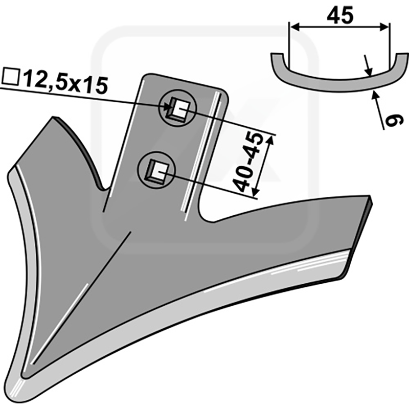 Landwirtschaft Bodenbearbeitung Grubber Schare & Leitbleche Flügelschar (gebogen) Nichols