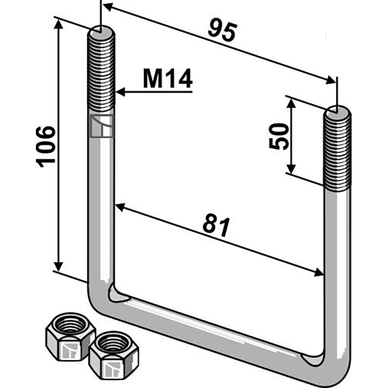 Landwirtschaft Bodenbearbeitung Grubber Schare & Leitbleche Bügelschraube M14
