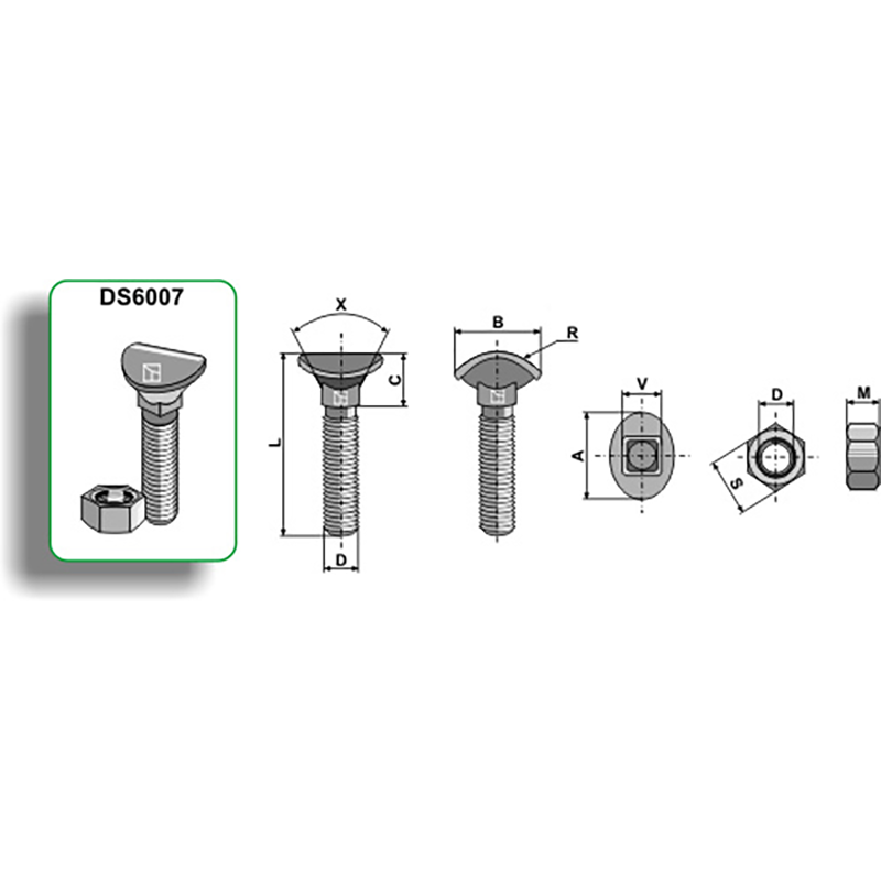 Landwirtschaft Bodenbearbeitung Grubber Schare & Leitbleche Planetschraube - M8x33 - 6.6
