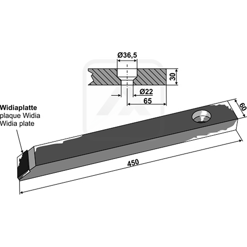 Landwirtschaft Bodenbearbeitung Grubber Schare & Leitbleche Scharspitze - Hartmetall Agrisem