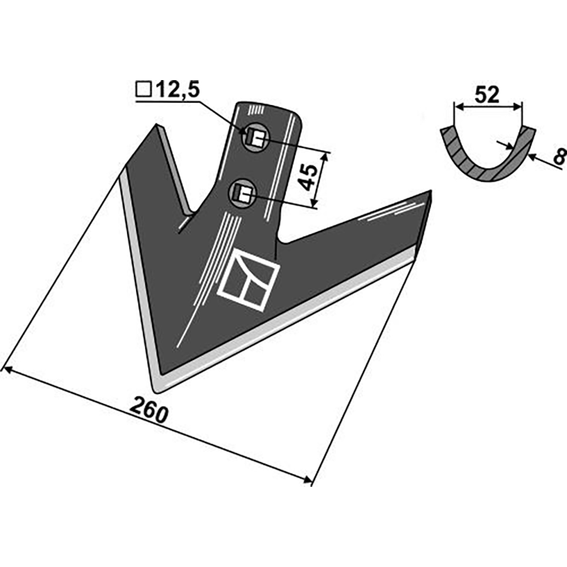 Landwirtschaft Bodenbearbeitung Grubber Schare & Leitbleche Gänsefussschar 260mm