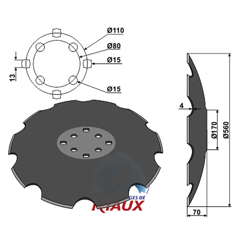 Landwirtschaft Bodenbearbeitung Scheibeneggen Scheibe mit flachem Ansatz gezackt Agrisem|Niaux