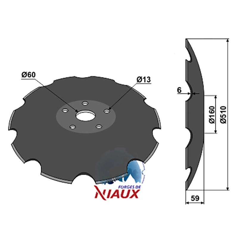 Landwirtschaft Bodenbearbeitung Scheibeneggen Scheibe mit flachem Ansatz gezackt Evers|Niaux