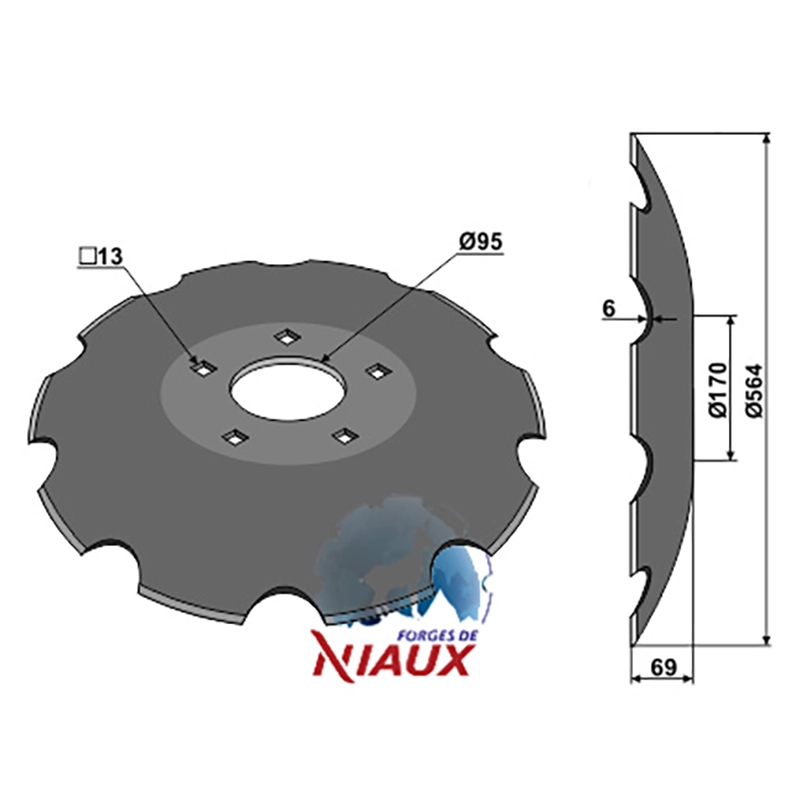 Landwirtschaft Bodenbearbeitung Scheibeneggen Scheibe mit flachem Ansatz gezackt Dalbo|Niaux