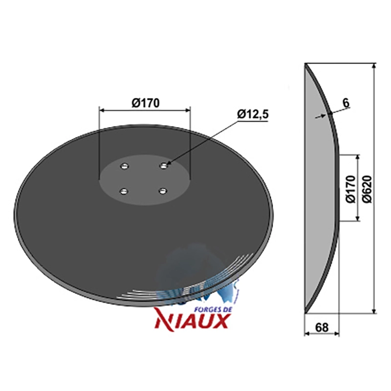 Landwirtschaft Bodenbearbeitung Scheibeneggen Scheibe mit flachem Ansatz glatt Niaux