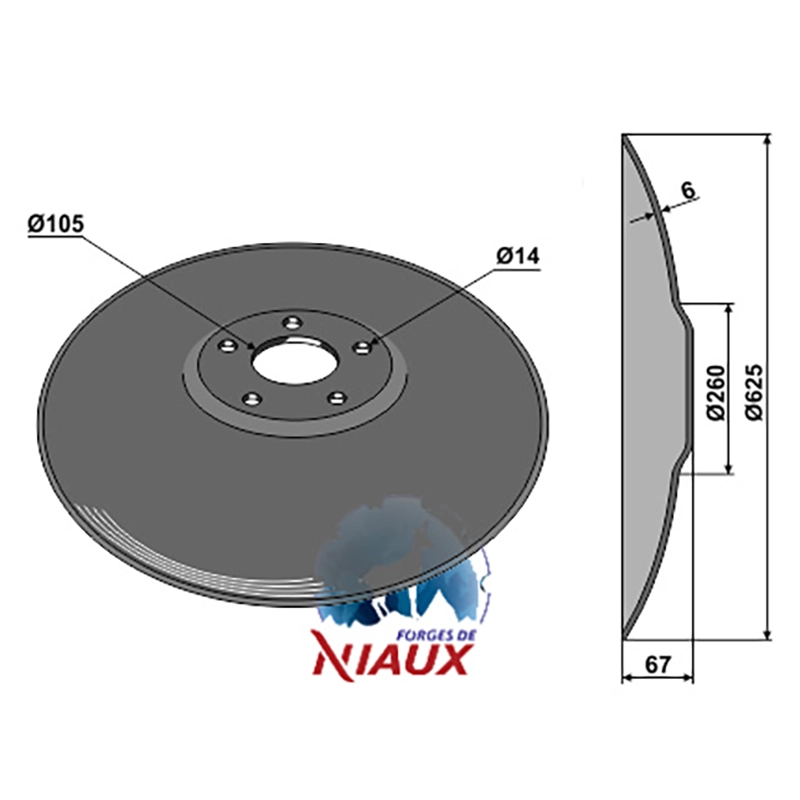 Landwirtschaft Bodenbearbeitung Scheibeneggen Scheibe mit flachem Ansatz glatt Case New Holland|Niaux