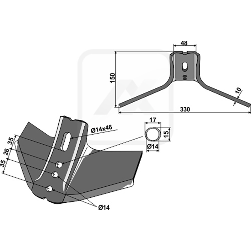 Landwirtschaft Bodenbearbeitung Grubber Schare & Leitbleche Gänsefussschar Vogel u. Noot