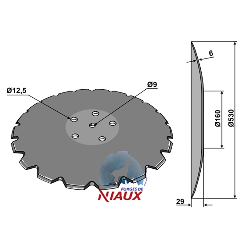 Landwirtschaft Bodenbearbeitung Scheibeneggen Scheibe mit flachem Ansatz gezackt Kverneland|Accord|Niaux
