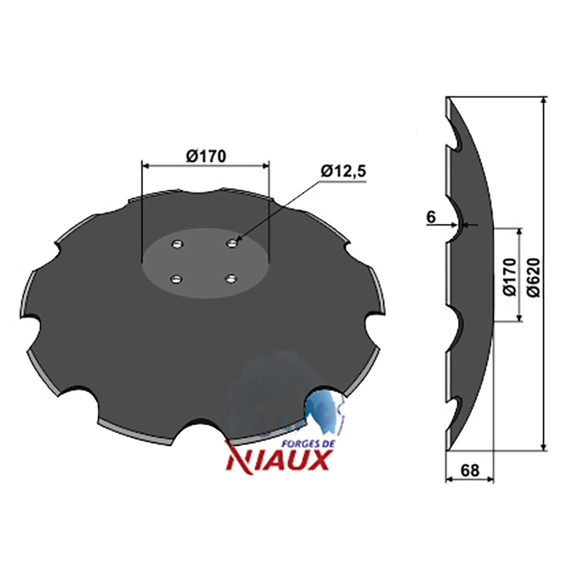 Landwirtschaft Bodenbearbeitung Scheibeneggen Scheibe mit flachem Ansatz gezackt Köckerling|Niaux