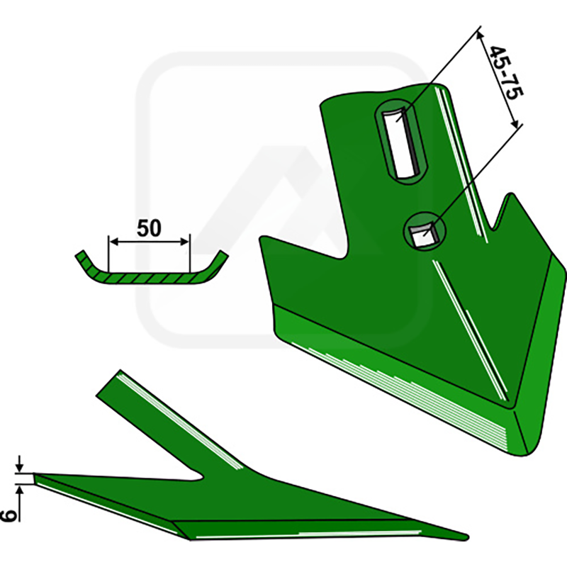 Landwirtschaft Bodenbearbeitung Grubber Schare & Leitbleche Gänsefussschar 180mm