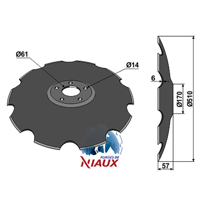 Landwirtschaft Bodenbearbeitung Scheibeneggen Scheibe mit flachem Ansatz gezackt Simba|Great Plains|Niaux