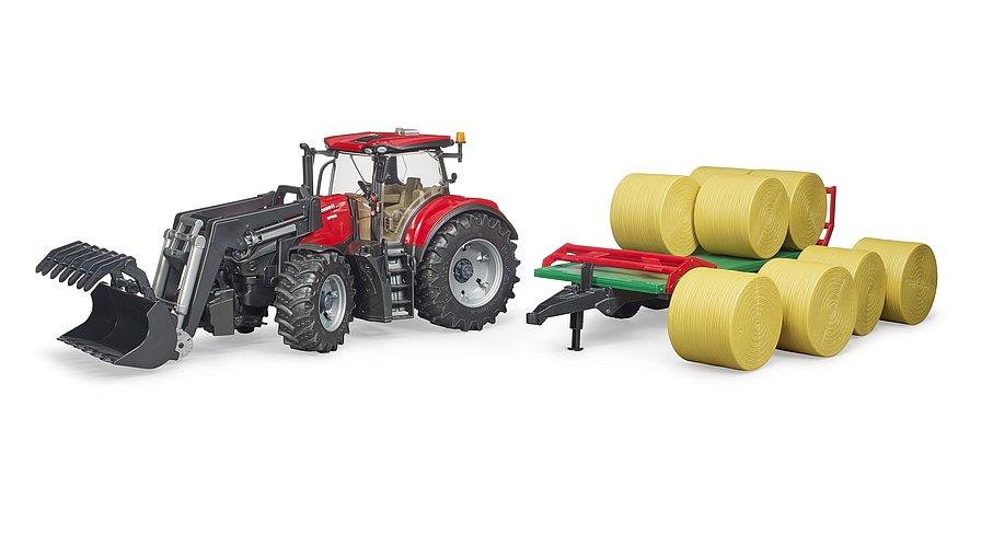 BRUDER Case IH Optum 300 CVX mit Frontlader und BALLENWAGEN