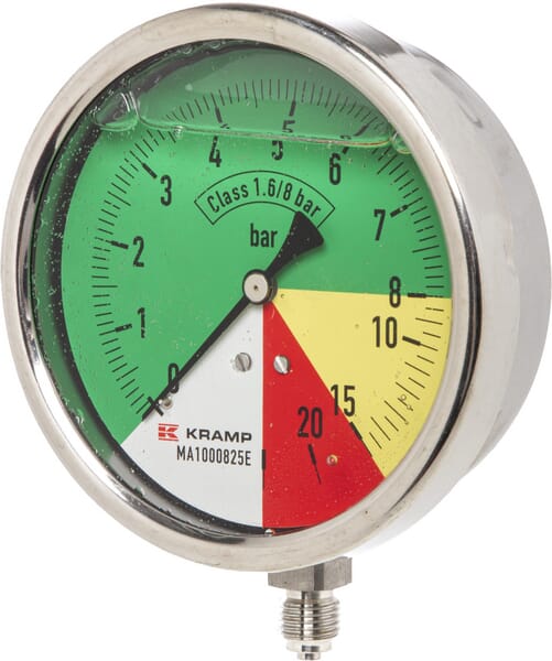 Manometer Ø100mm 0-8-15-25 1/4" BSP  Anschluss unten MA1000825E
