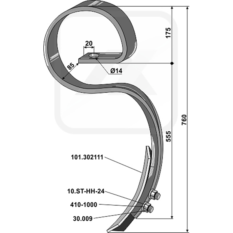 Landwirtschaft Bodenbearbeitung Grubber Schare & Leitbleche Grossfederzinken mit Schar Köckerling