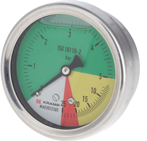 Manometer Ø63mm 0-5-20-25 1/4" BSP  Anschluss rückseitig MA630525BE