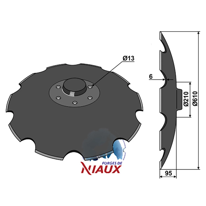 Landwirtschaft Bodenbearbeitung Scheibeneggen Scheibe mit flachem Ansatz gezackt Maschio