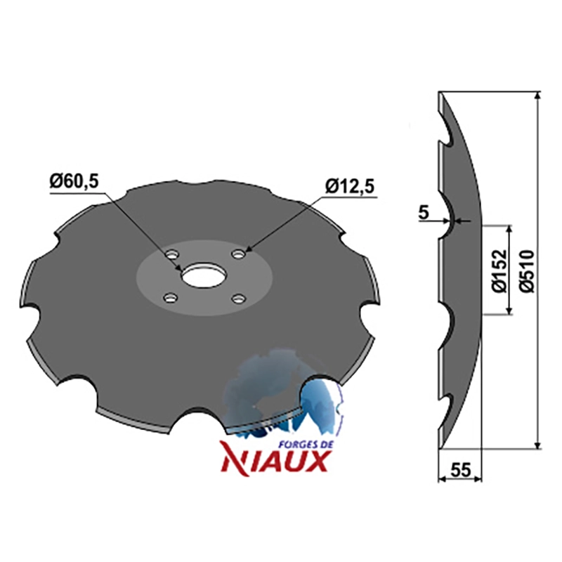 Landwirtschaft Bodenbearbeitung Scheibeneggen Scheibe mit flachem Ansatz gezackt Maschio|Niaux