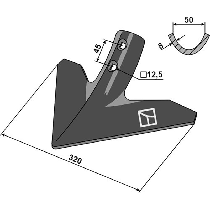 Landwirtschaft Bodenbearbeitung Grubber Schare & Leitbleche Gänsefussschar 320mm