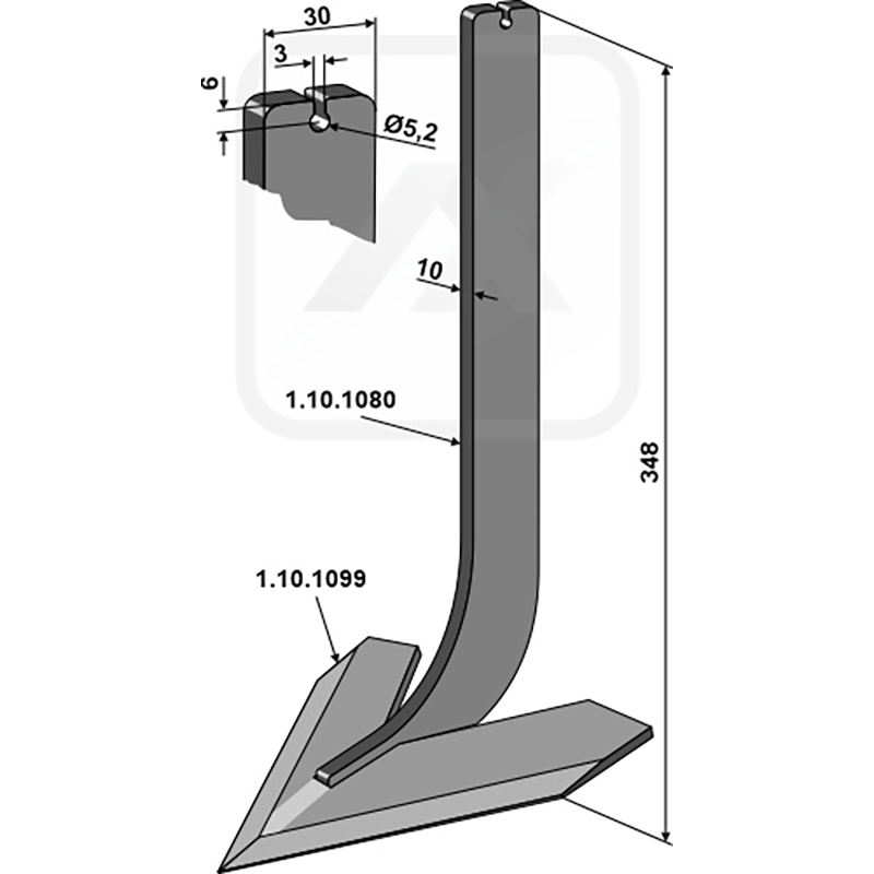 Landwirtschaft Bodenbearbeitung Grubber Schare & Leitbleche Stiel mit Schar 140mm Steketee