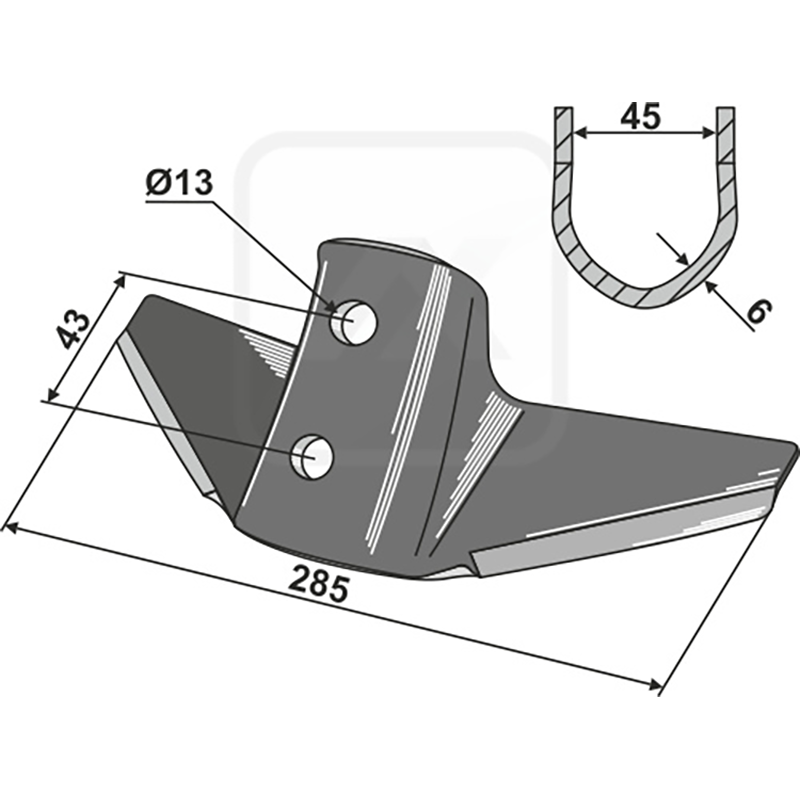 Landwirtschaft Bodenbearbeitung Grubber Schare & Leitbleche Flügelschar für System Kongskilde Kongskilde