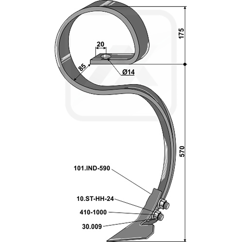 Landwirtschaft Bodenbearbeitung Grubber Schare & Leitbleche Grossfederzinken mit Schar 
